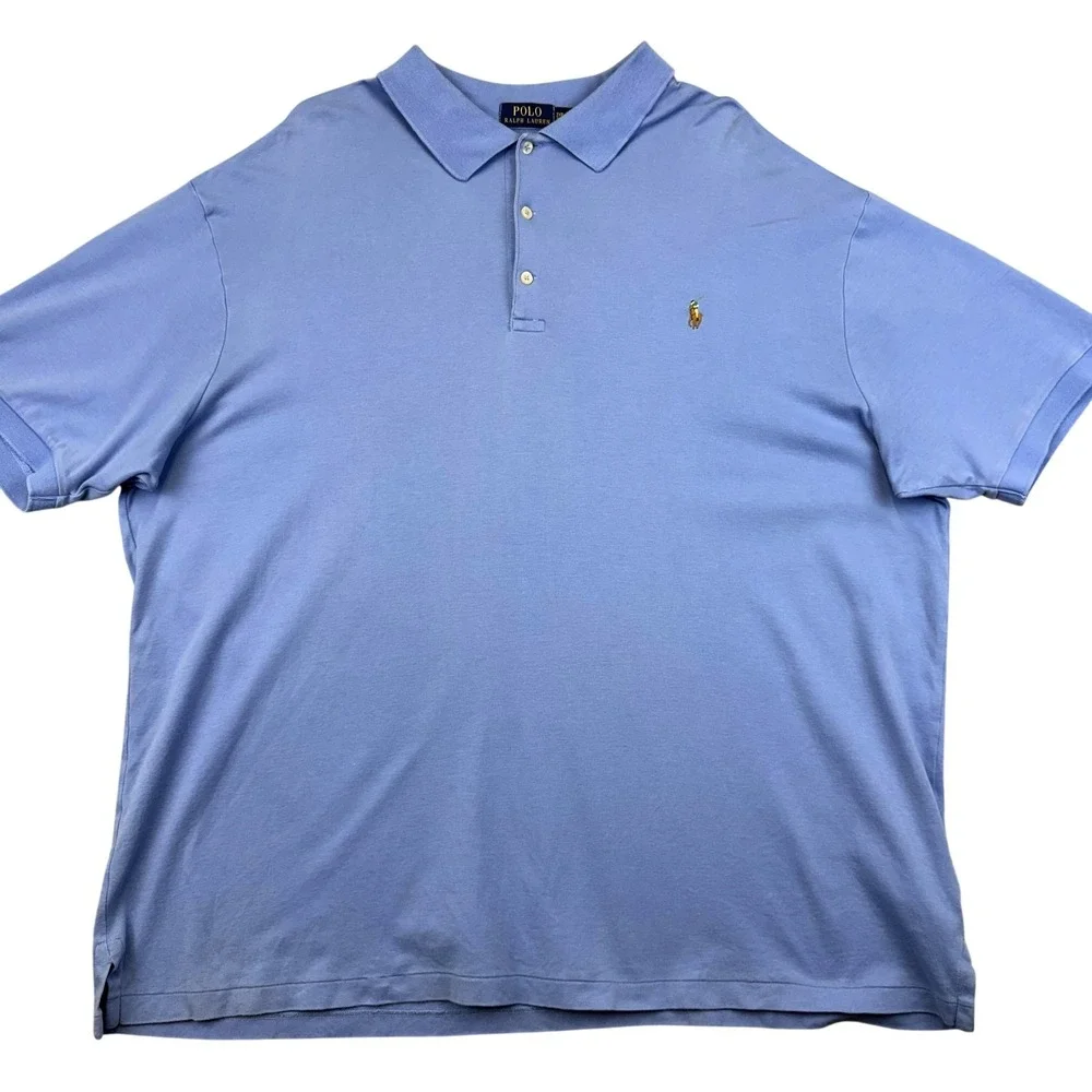 Polo Ralph Lauren Polo Shirt Mens Big‎ 2X Blue Cotton Jersey Pony Logo Casual